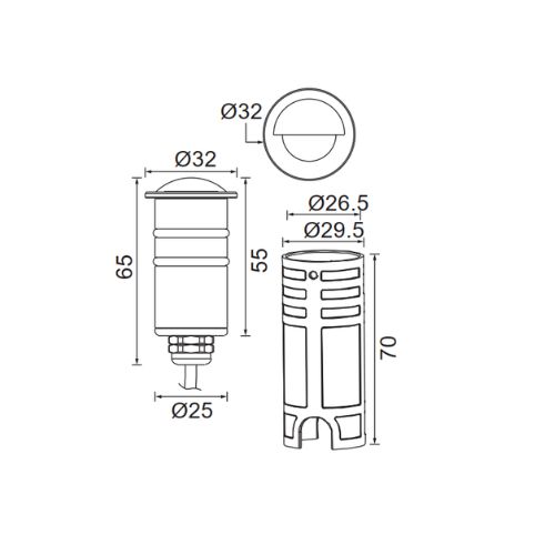Đèn led âm sàn B2032S-2W
