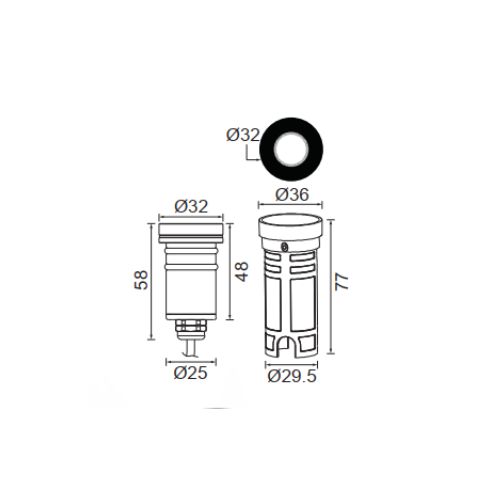 Đèn led âm sàn không viền B2032R-2W