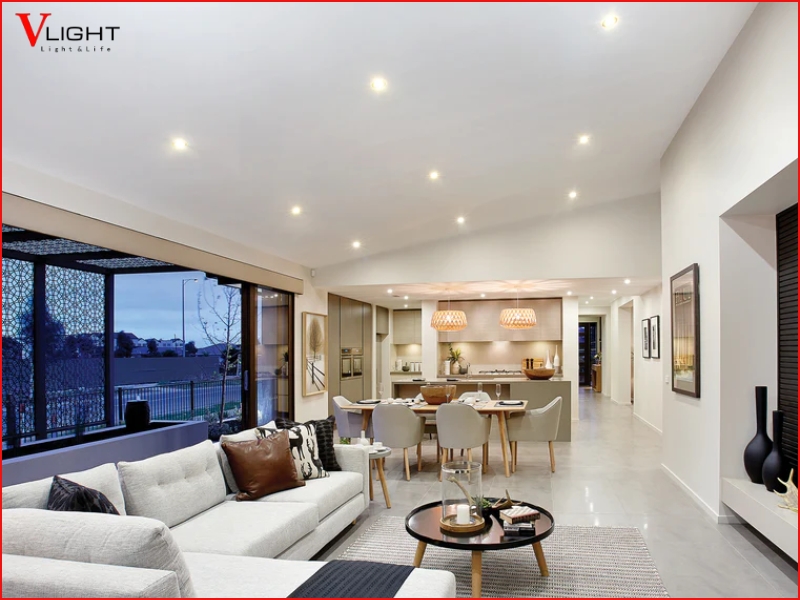 Cách bố trí đèn LED âm trần cho phòng khách