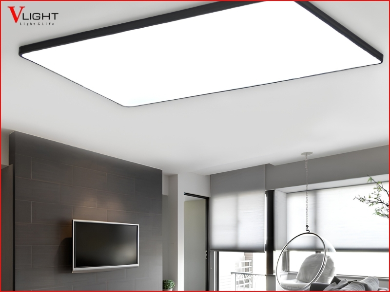 Cách bố trí đèn LED ốp trần trong phòng khách