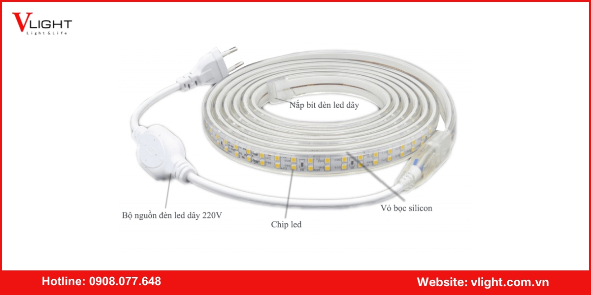 Cấu tạo của đèn led dây nội thất