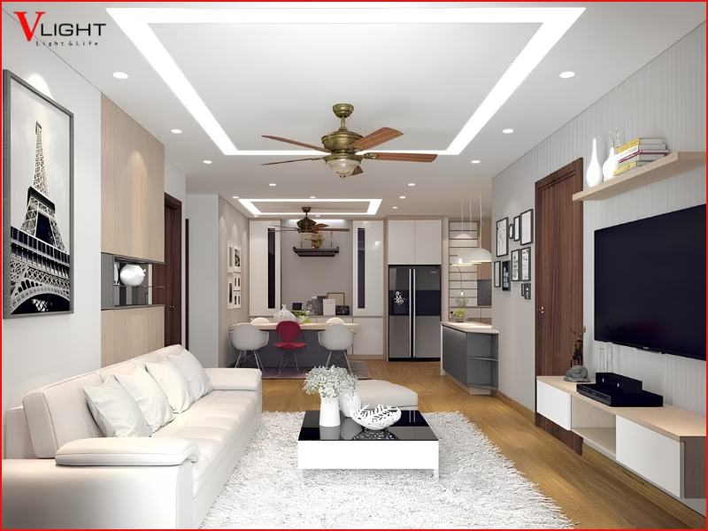 Giải pháp lựa chọn và bố trí đèn LED âm trần tối ưu cho phòng khách