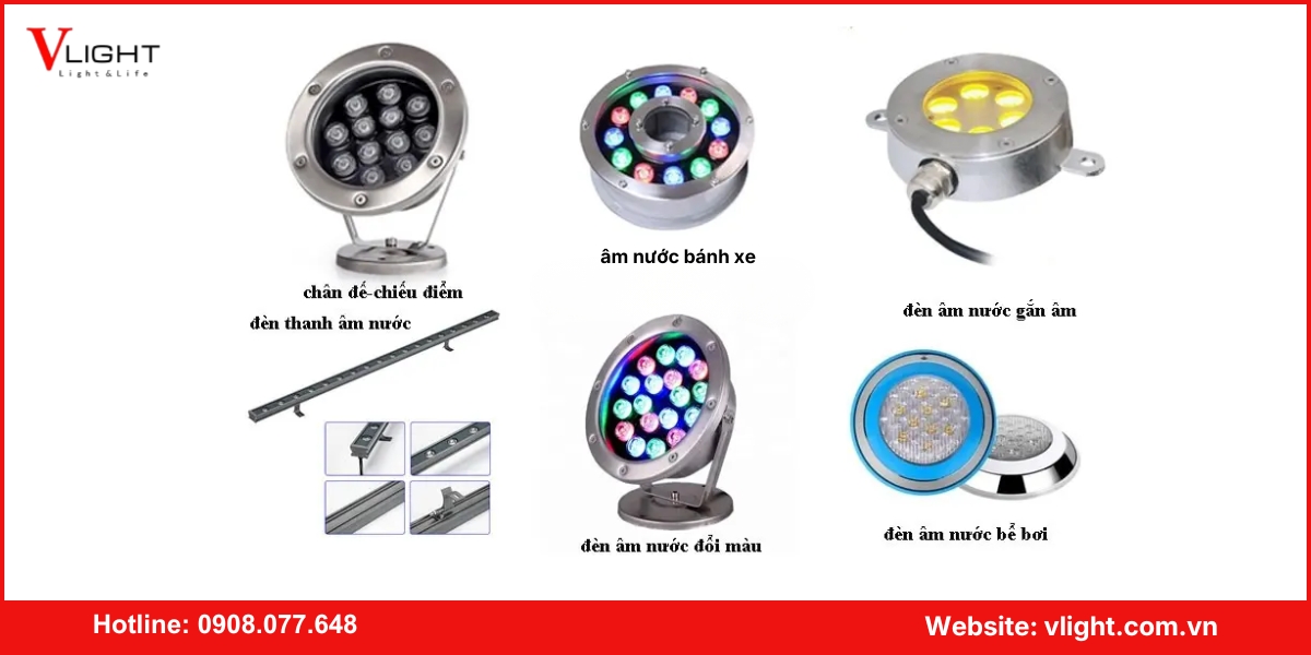 Phân loại đèn led âm nước