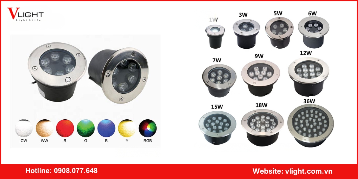 Phân loại đèn led âm sàn - âm đất