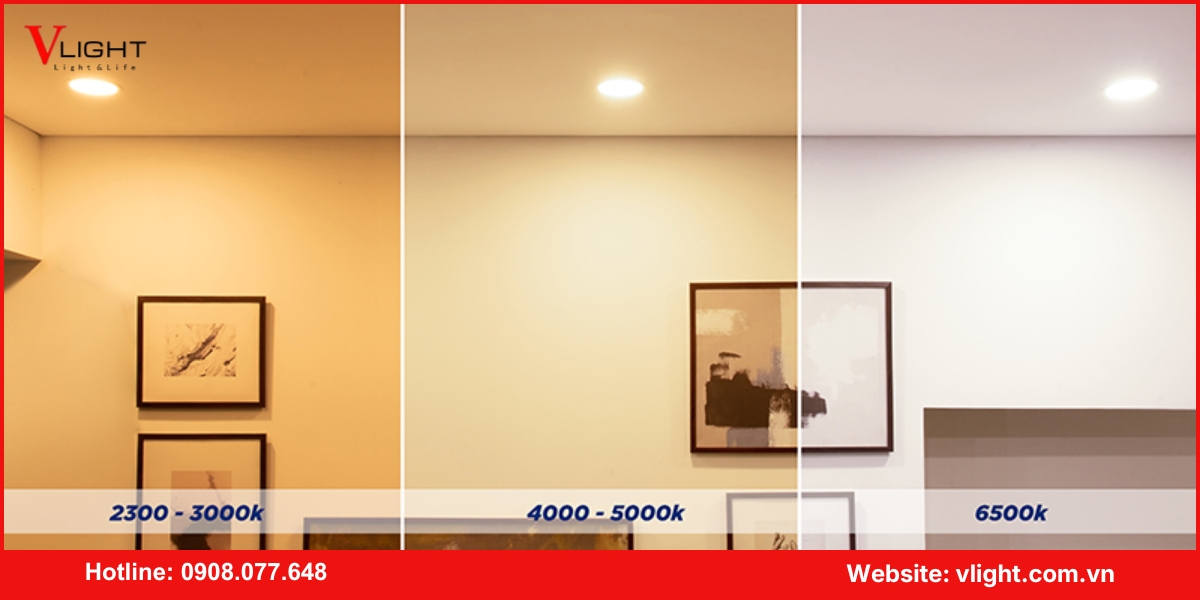 Phân loại đèn led âm trần theo màu ánh sáng