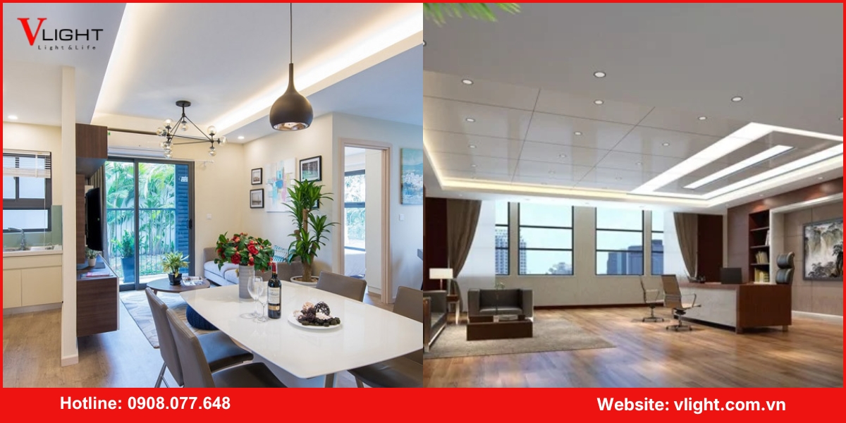 Ứng dụng phổ biến của đèn led downlight âm trần