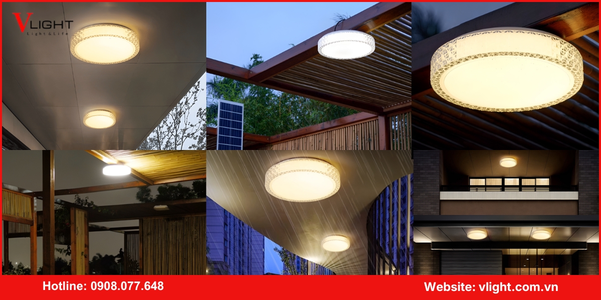 Ứng dụng phổ biến của đèn led ốp trần sân vườn